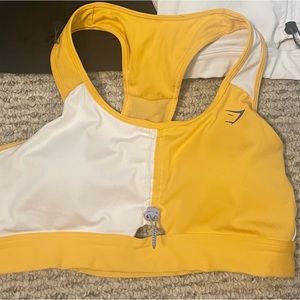 GYMSHARK Orange & White Adjustable Bra! Size Medium!